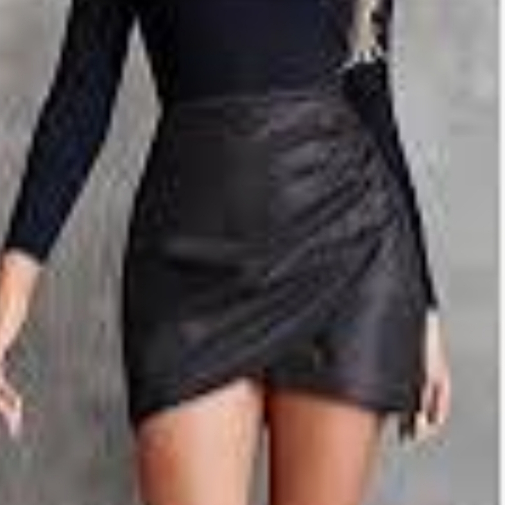 Banana Republic Asymmetrical Draped Lamb Leather Mini Skirt